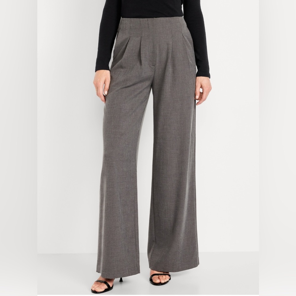 Old Navy~ Gray extra high waisted wide leg dress pants - Picture 3 of 6